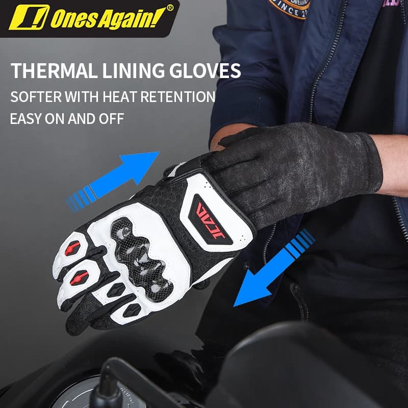 Guanti da moto invernali Ones Again con fodera nera, strato base traspirante, assorbimento del sudore, guanti da guida che mantengono il calore