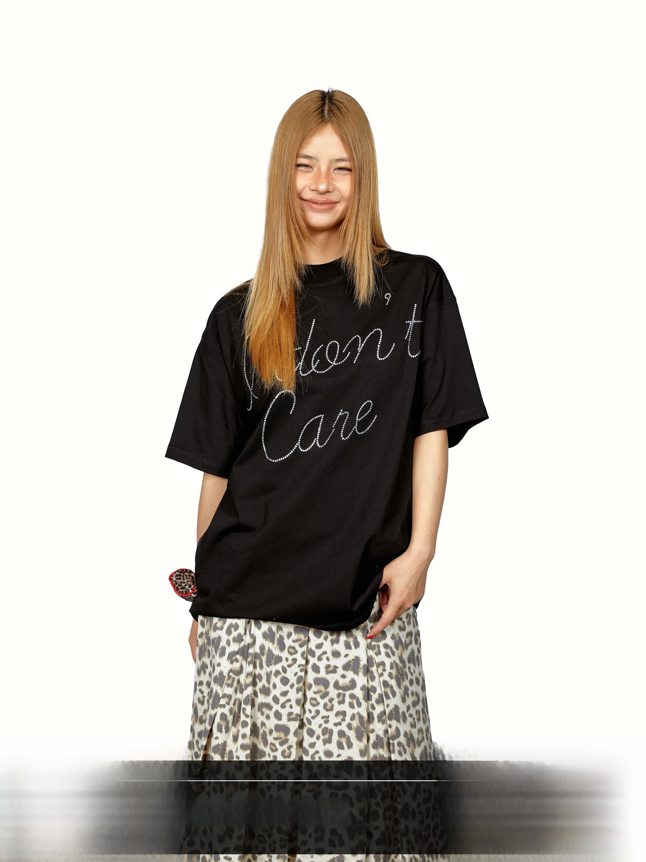 Blackbb American Letter Rhinestone round Neck Short Sleeve Women's T-shirt Creative Design Loose Casual Top Street Style Cott...