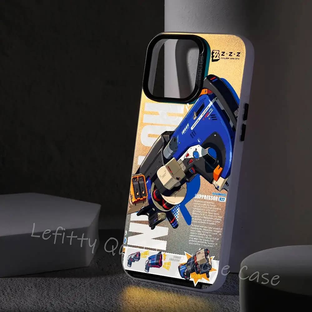 Zenless Zone Zero Equip Custodia per telefono per IPhone 16 15 14 13 12 11 Pro Max Opaco Aurora Multicolor Laser Metallico Gradiente Funda
