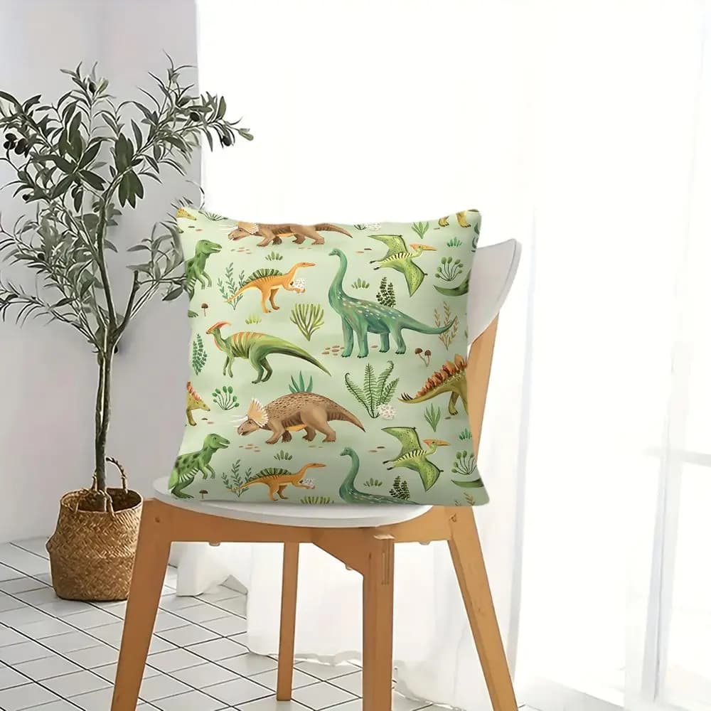 Dinosaur Print Throw Pillow Decorative Cushion 45x45cm Vivid Digital Printed Teen Room Decor Soft Sofa Bed Accent Pillow Cover
