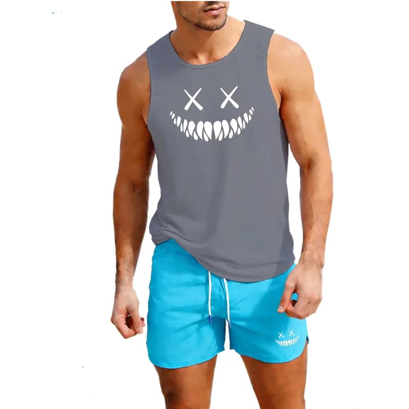 Men's Sportswear 2 Pieces: Beach and Tank Shorts, European Size, Casual Sportswear and Trendy for Running and Leisure