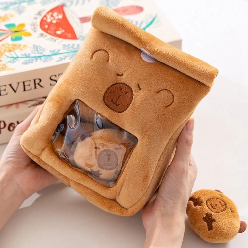 Creative Capibara Shape Plush with Snack Bag, Soft Toy and Relaxing, Home Decoration, Birthday Gift