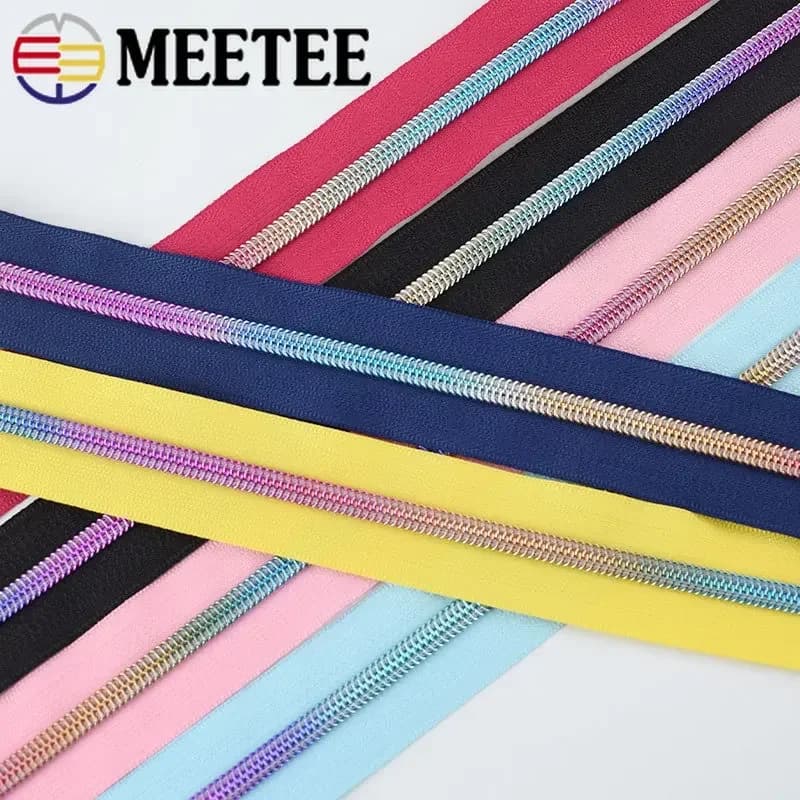 2-10 metri Meetee 5 # nastro con cerniera in Nylon cerniere colorate rotolo per cappotto da cucito Kit di riparazione bagagli accessori per cerniere per indumenti