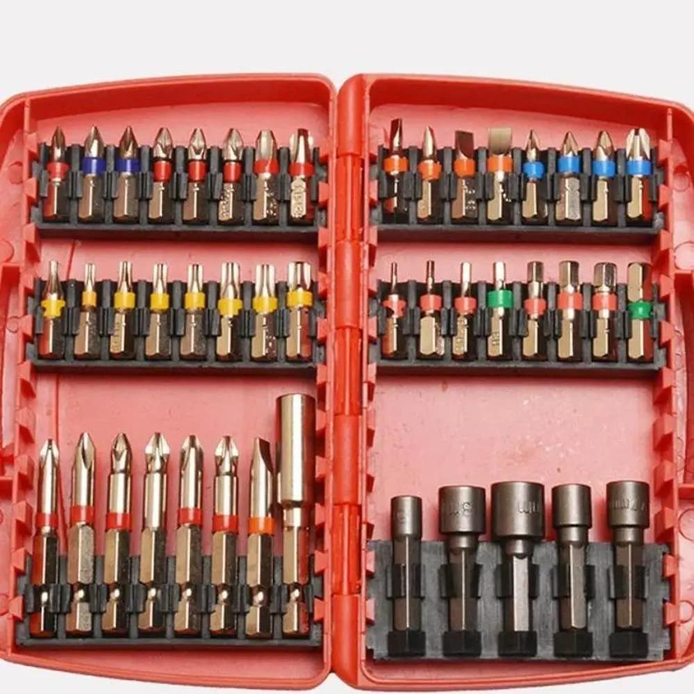 Set di 45 Punte per Avvitatore a Impatto in Acciaio S2, Magnetiche, per Dadi, a Taglio, Phillips, Torx, per Metallo, Legno, Plastica, Piastrelle, Cartongesso