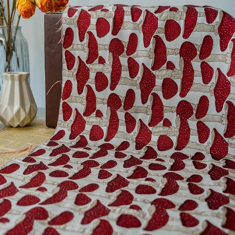 Simpatico motivo a fungo tessuto Jacquard tinto in filo abito camicia da donna tessuto da cucito decorativo 50cm x 140cm