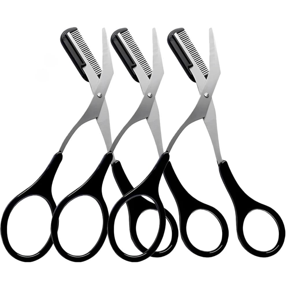 Forbici Professionali per Sopracciglia con Impugnatura Antiscivolo e Pettine per Uomini e Donne, Strumenti per Modellare le Sopracciglia