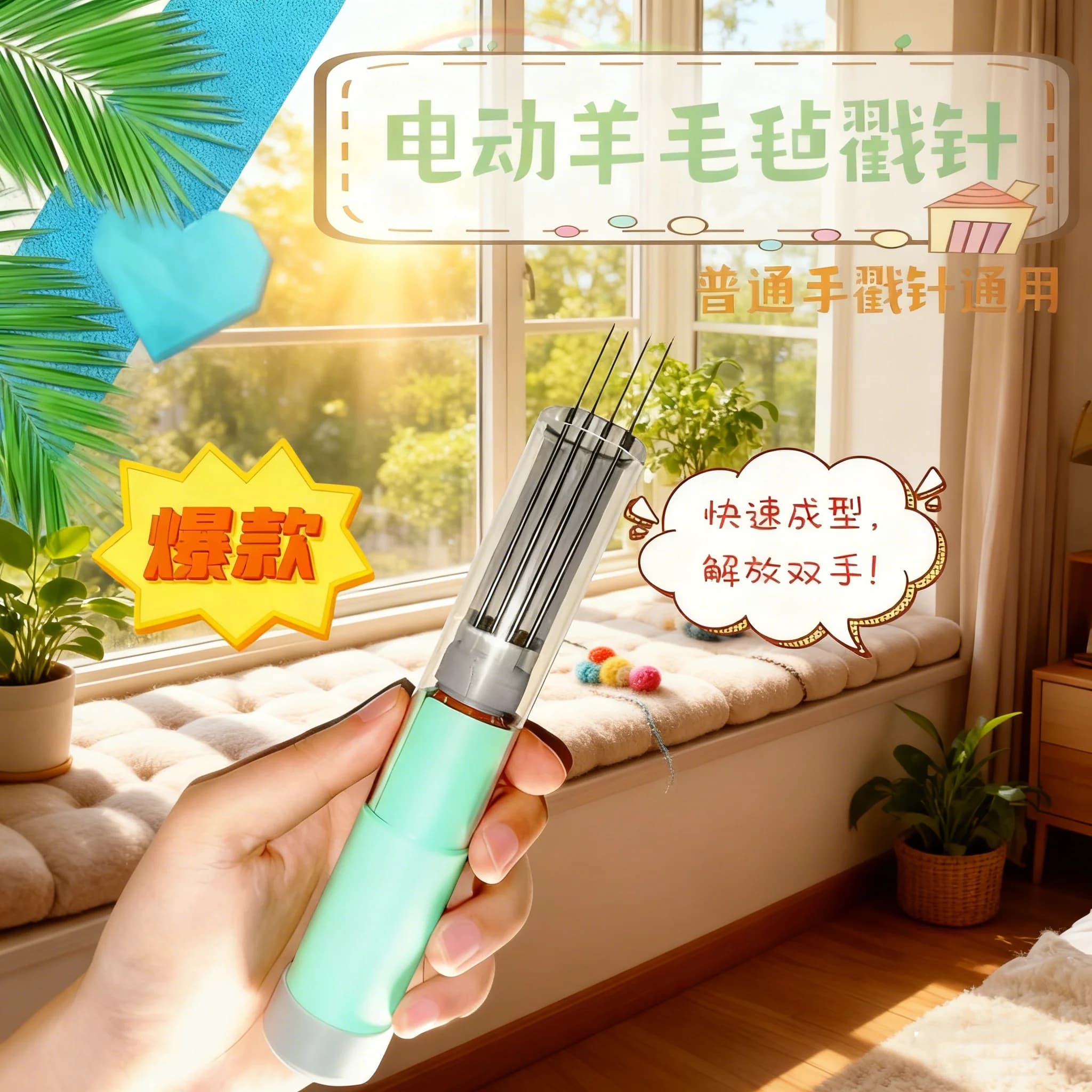 Electric Speed Adjustable Needle Felting Tool, 3/7 Needle Punch Needle for DIY Pet Hair Crafts