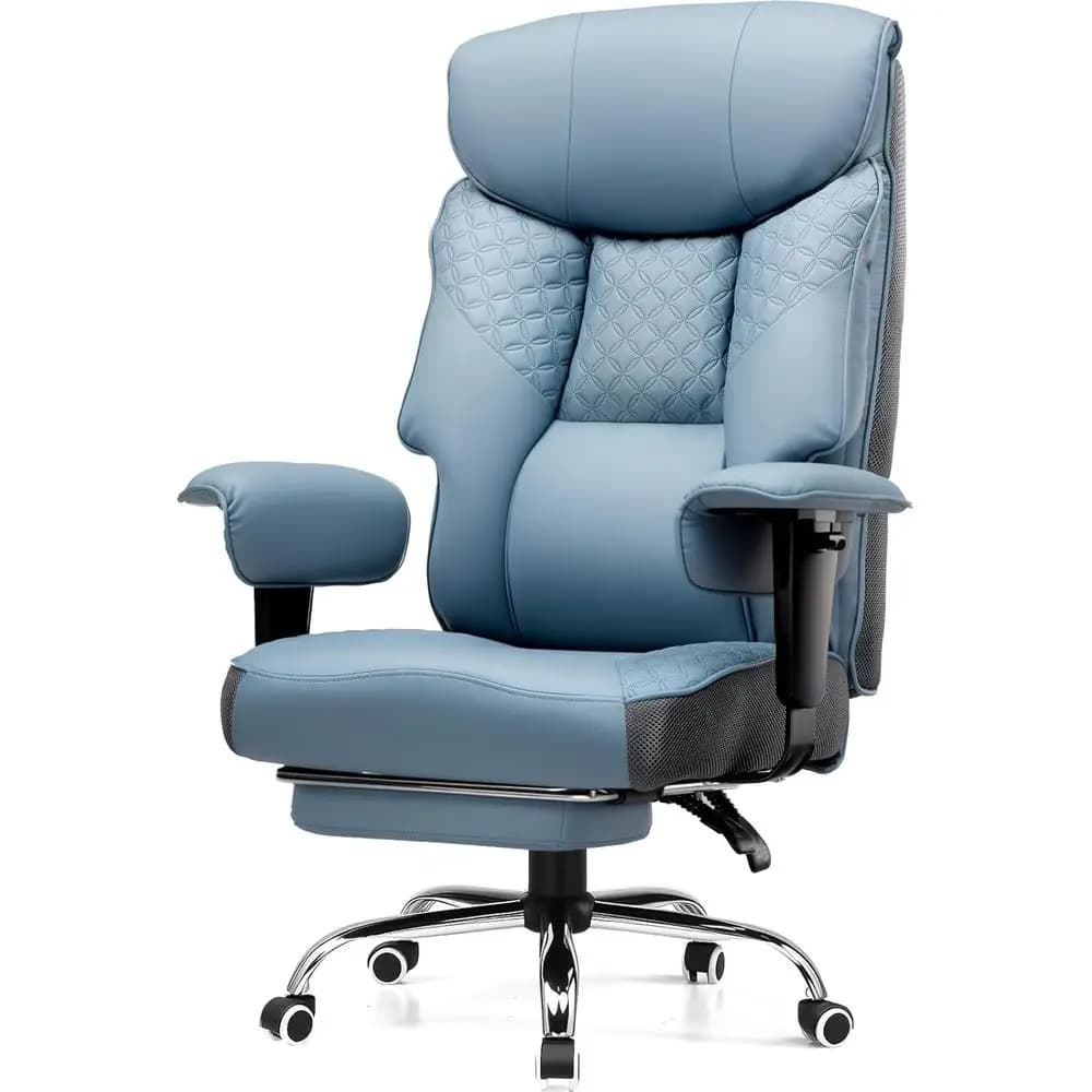 Sedia da ufficio grande e alta, ergonomica, per gaming, con capacità di 400 libbre, in pelle di lusso con poggiapiedi, 150 ° Regolazione Reclinabile