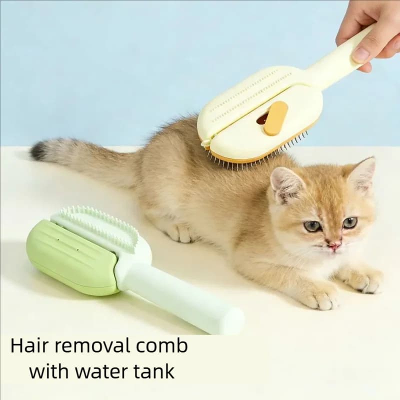 Double-Sided Pet Comb Dehairing Brush with Water Tank for Cat Grooming Household Pet Hair Care Tool to Remove Floating Hair