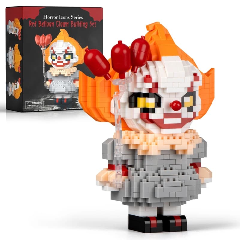 Piccoli elementi assemblabili, blocchi da costruzione, giocattoli, puzzle, cartoni animati, serie Halloween, notte magica, clown della morte, personaggi assemblabili