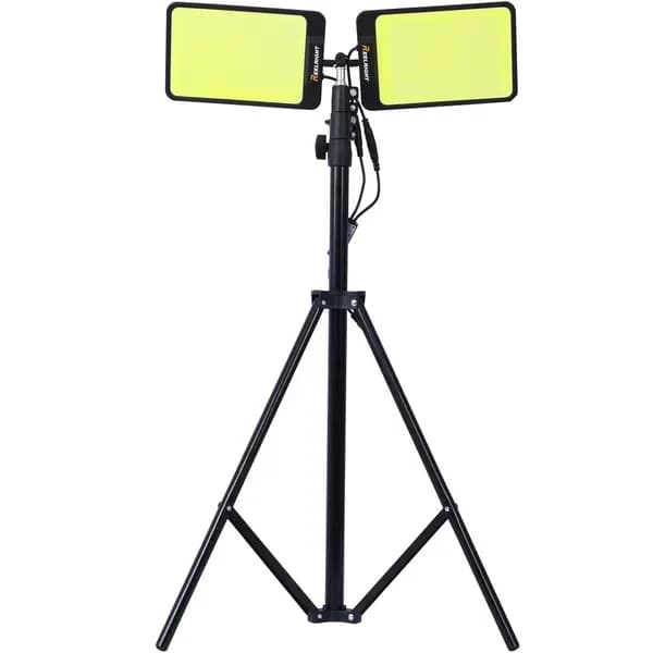 Faro da Lavoro a LED con Supporto, 11200 Lumen, Luci a Treppiede a Doppia Testa per Costruzioni, Lavori all'Aperto