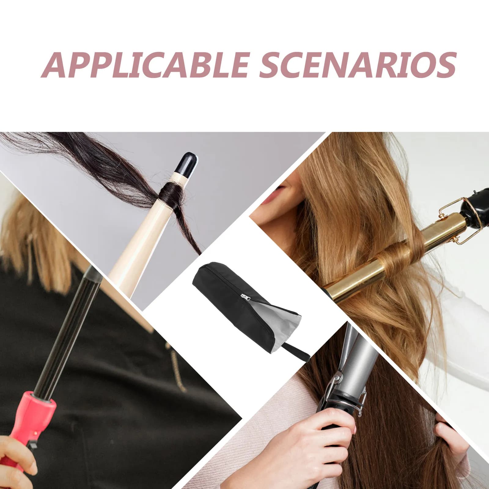 Curling Iron Bag Heat Resistant Waterproof Portable Organizer with Hanging Hook for Travel Home Use Curling Wand Storage