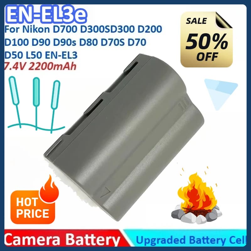 2200mAh 7.4V EN-EL3e ENEL3e EN-EL3 EN EL3 EL3a Batteria Della Fotocamera + Caricabatterie Per Nikon D700 D300S D300 D200 D100 D90 D80 D70S D70 D90s