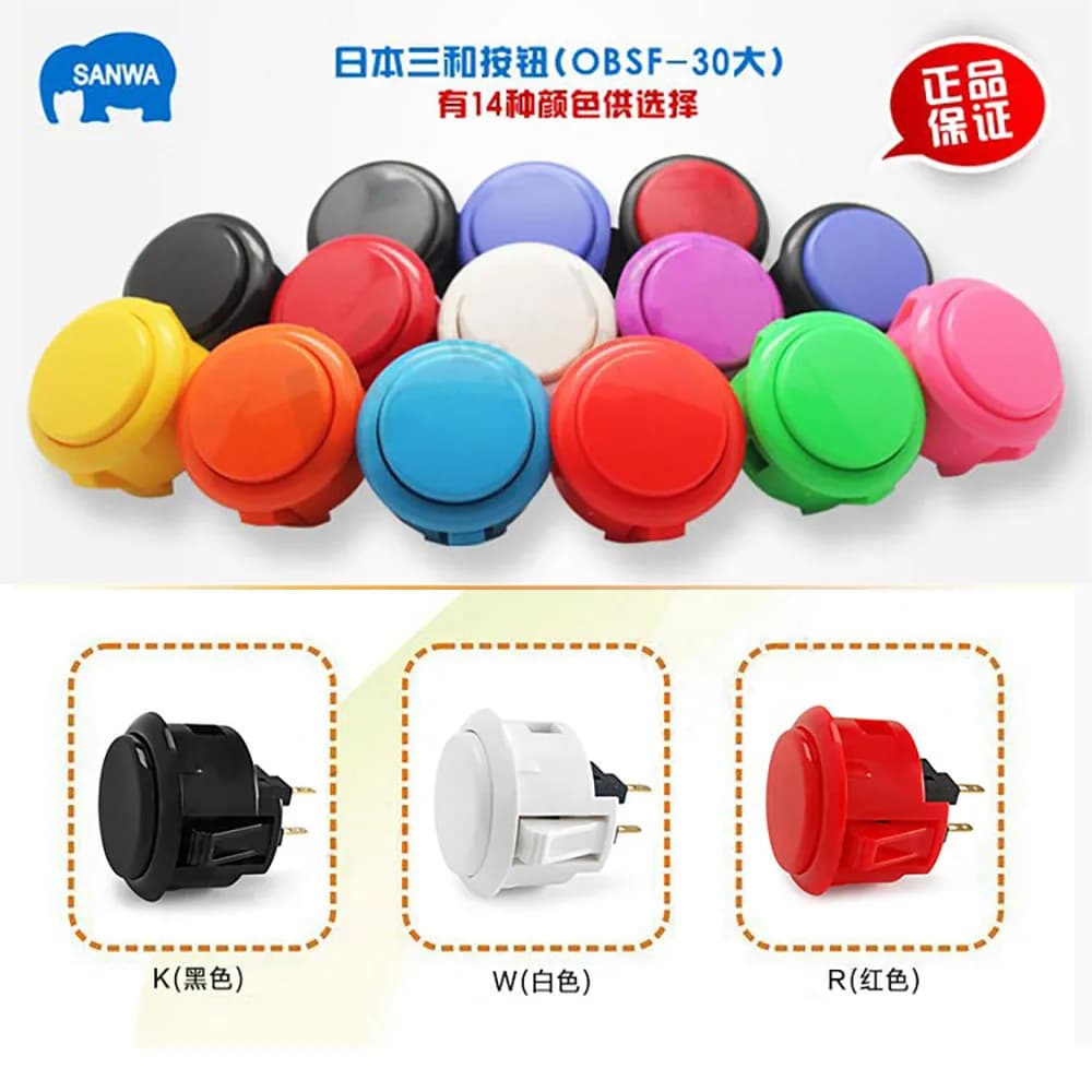 10 pieces original Sanwa button Obsf-30 Obsf-24 arcade buttons 30mm 24mm for ARCADE BOX Pandora Box PS3 PS4 Raspberry Pi MAME