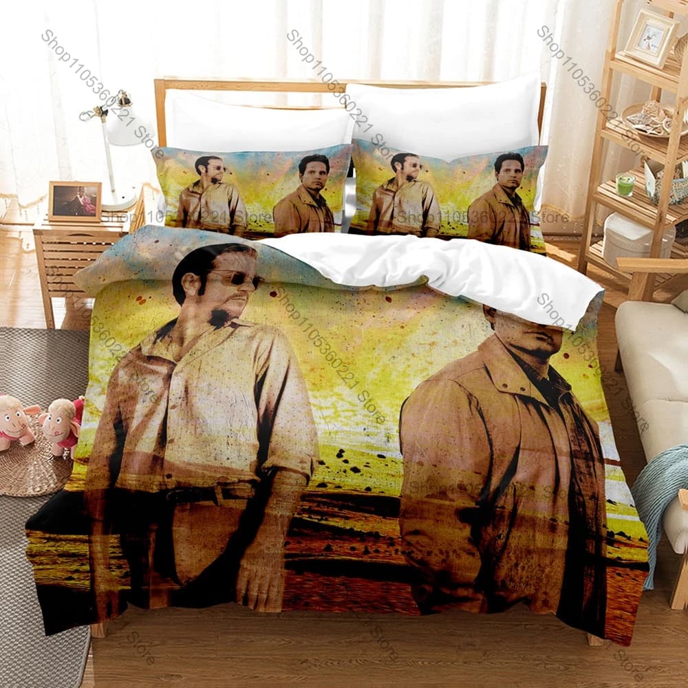 Cool Narcos Fan Merch Duvet Cover + 2 Pillowcases, Exquisite TV Show Art Print Bedding Set Comfortable Textile for Series Enthus