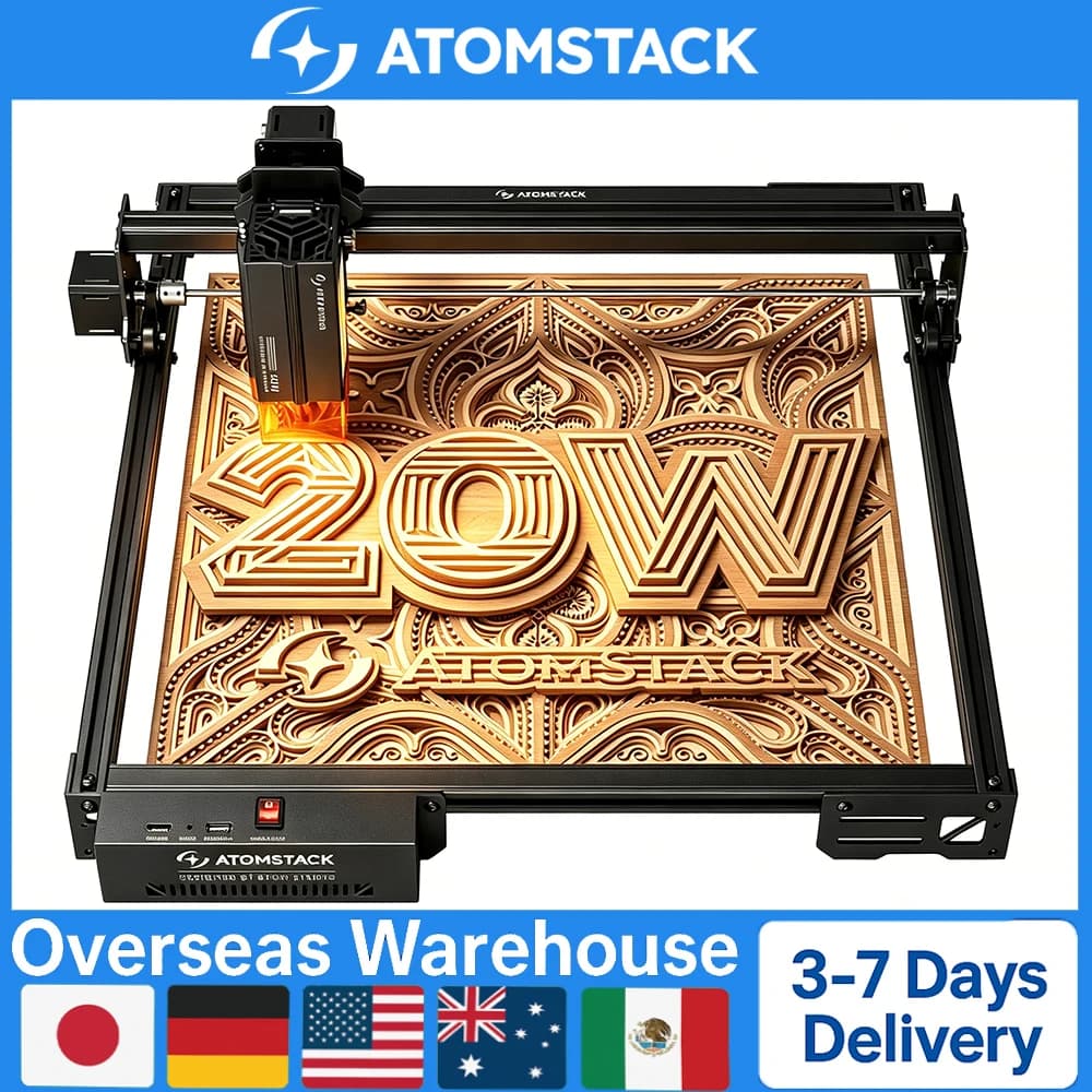 ATOMSTACK Laser Cutter & Engraver 20W 400*365mm DIY Laser Dioser Technology Engraving Machine For Wood Metal Acrylic Leather Home Decor Crafts Gifts LightBurn