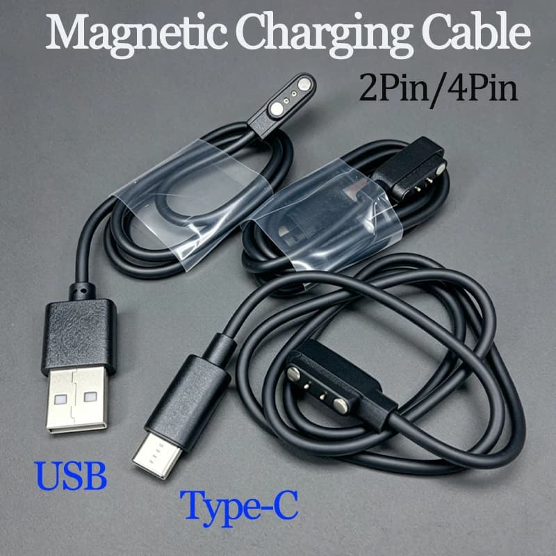 Cavo di ricarica magnetico USB Type-C a 2/4 pin per smartwatch, adattatore per la ricarica di smartwatch per adulti e bambini.