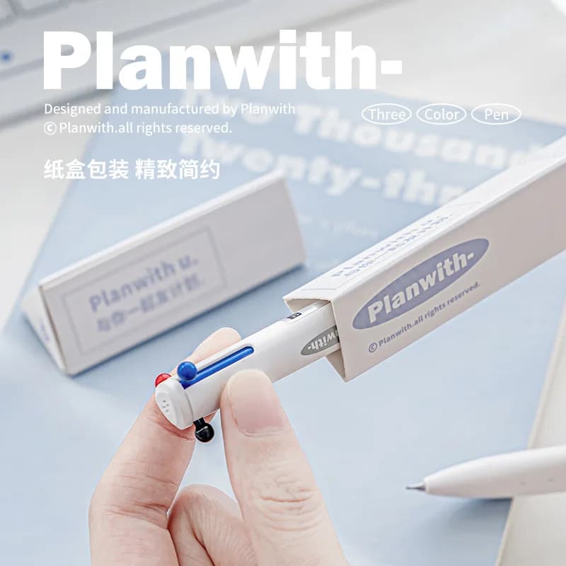 Planwith 3 in 1 penna Gel multifunzione 0.5mm ricariche di inchiostro nero/blu/rosso tipo di pressa canetas a sfera cancelleria per ufficio scolastico