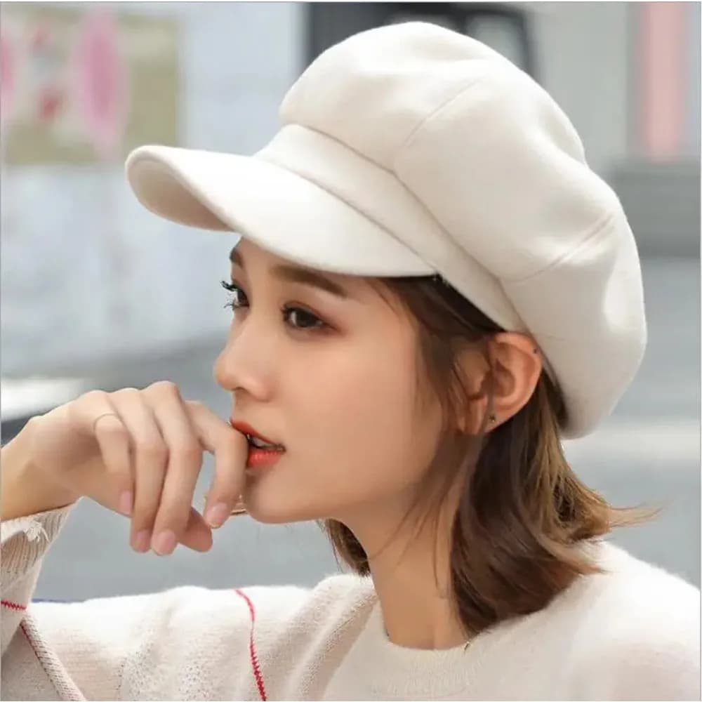 Cappelli Autunno Inverno per Donna, Berretto Ottagonale Tinta Unita, Cappello Casual in Lana per Uomo e Donna, Berretto Invernale, Cappello da Pittore per Donna