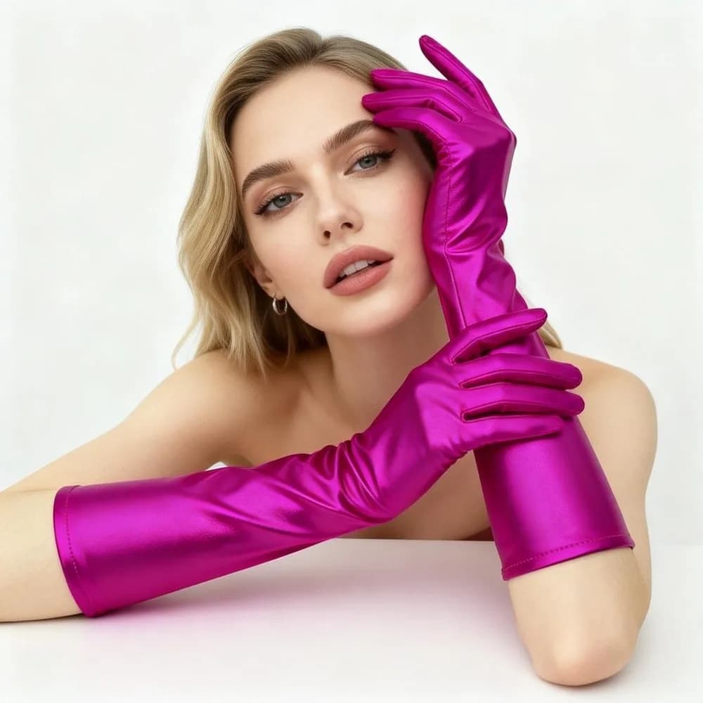 Slim Solid Color Patent Leather Gloves Shiny Cloth Long Gloves Elbow Long Sun Protection Women Mittens Nightclub