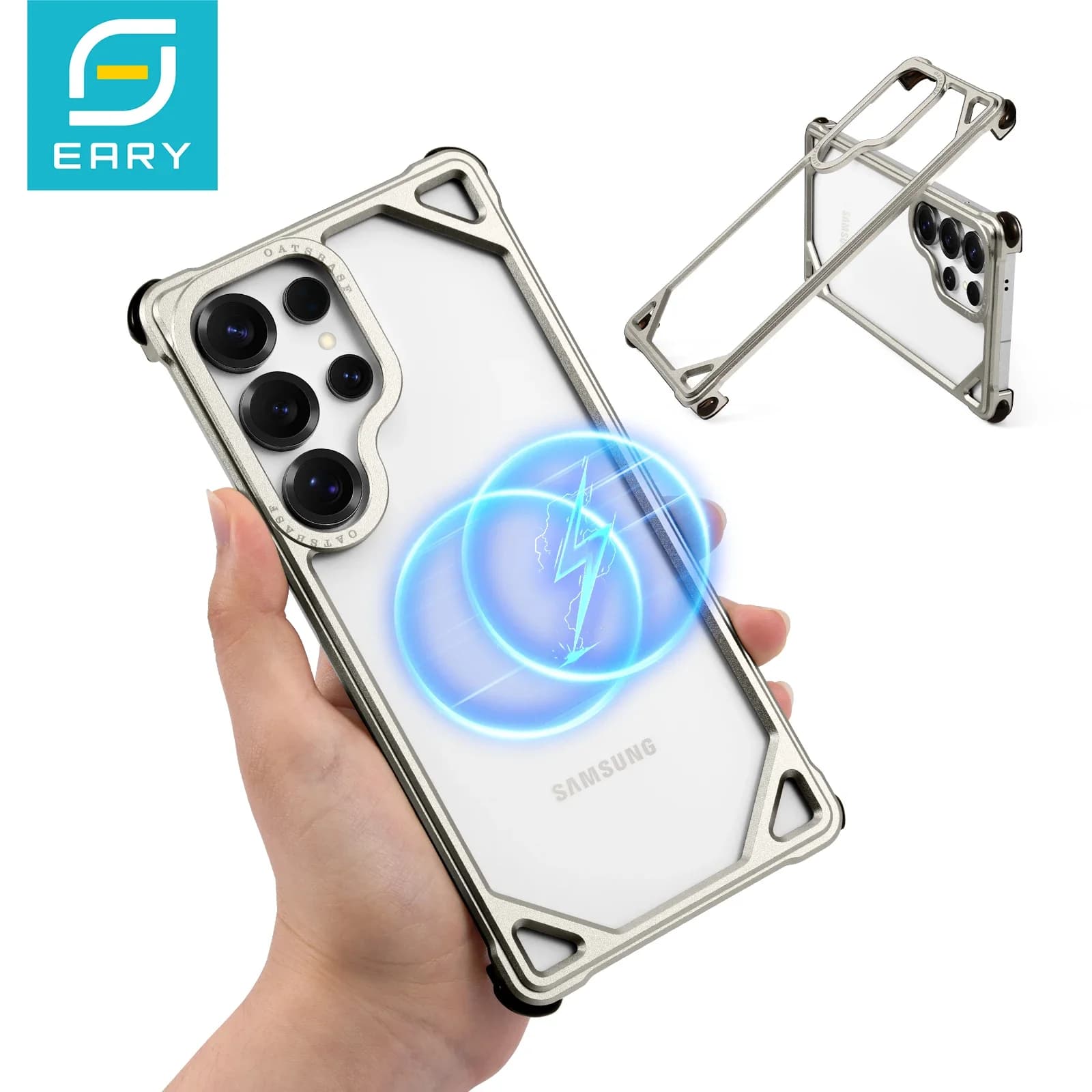 Custodia in metallo di alluminio Eary per Samsung Galaxy S26 Ultra S25 Ultra, cover protettiva antiurto senza cornice per MagSafe