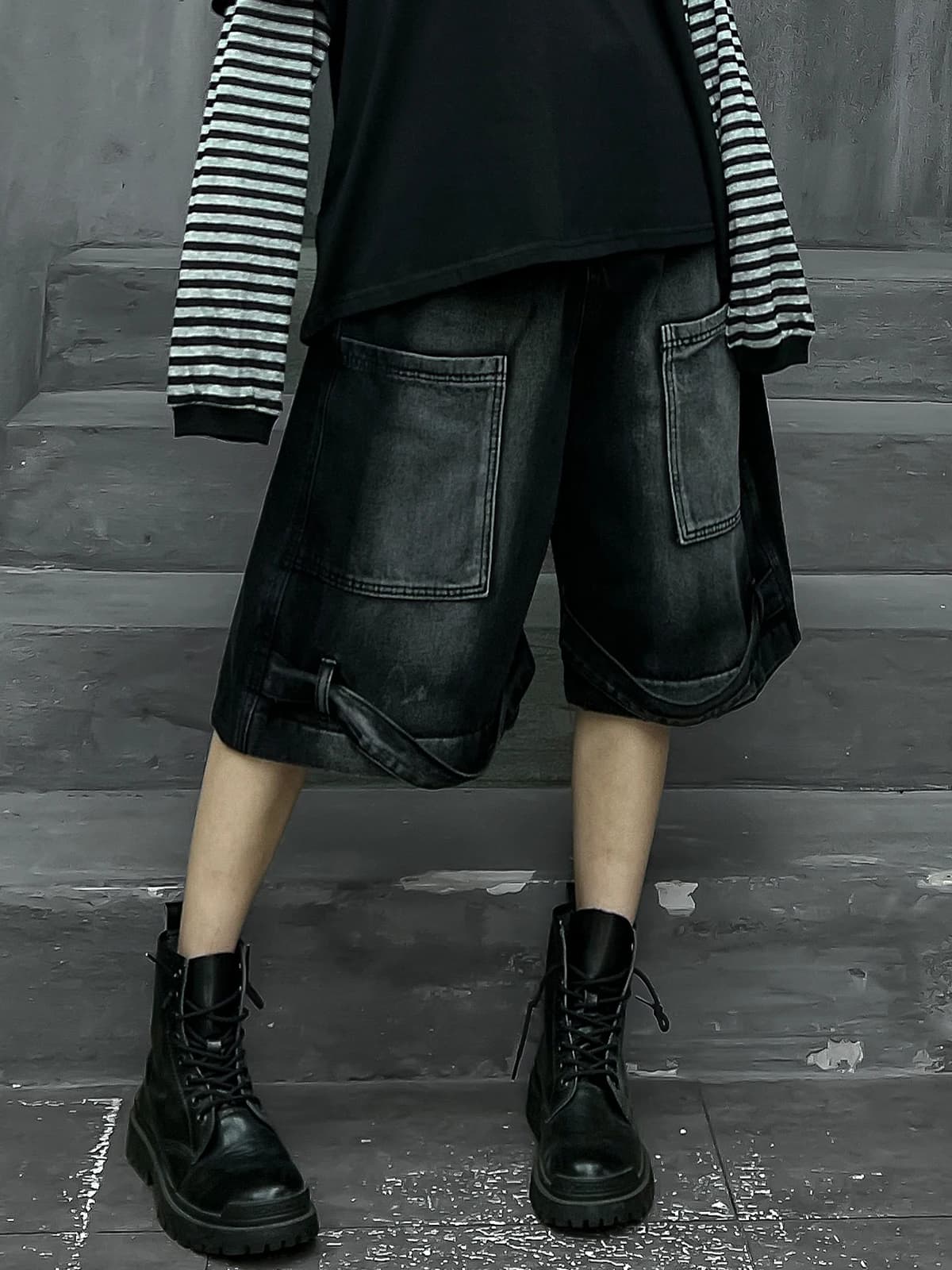 M-Home Pantaloni da Lavoro Distressed Trendy Street Style da Donna, Shorts Estivi 2026, Nuovi Jeans in Denim a Gamba Dritta a Mezza Lunghezza
