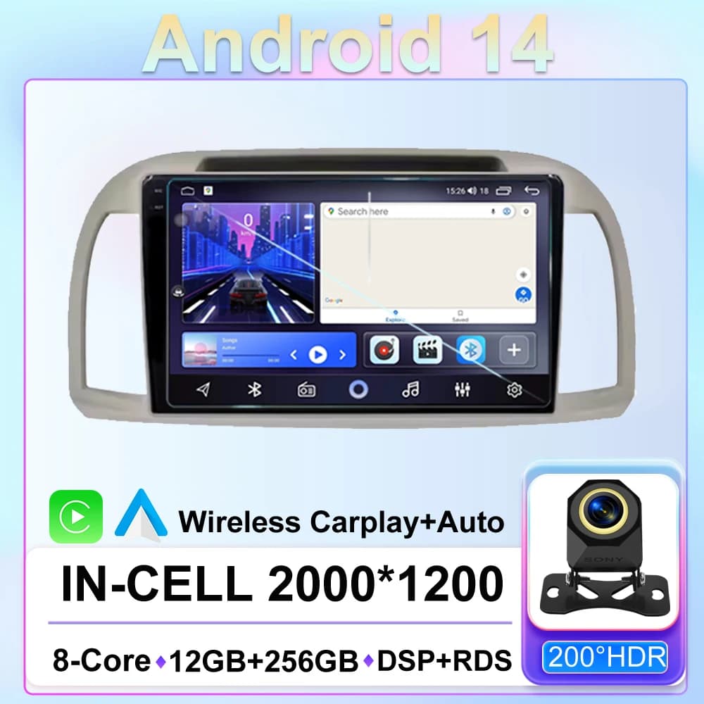 Car For Nissan March Micra K12 2002 - 2010 Android 14 Auto Radio Stereo Head Multimedia Player GPS Navigation WIFI GLAD Carplay