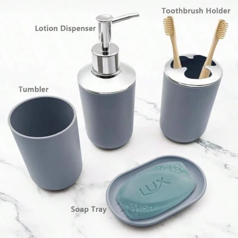 1Set Bathroom Accessory Set, Shatter-Resistant Resin Bathroom Accessories Set Include Lotion Soap Dispenser Toothbrush Holder Soap Dish Modern Bathroom Decor, Gift For Home
