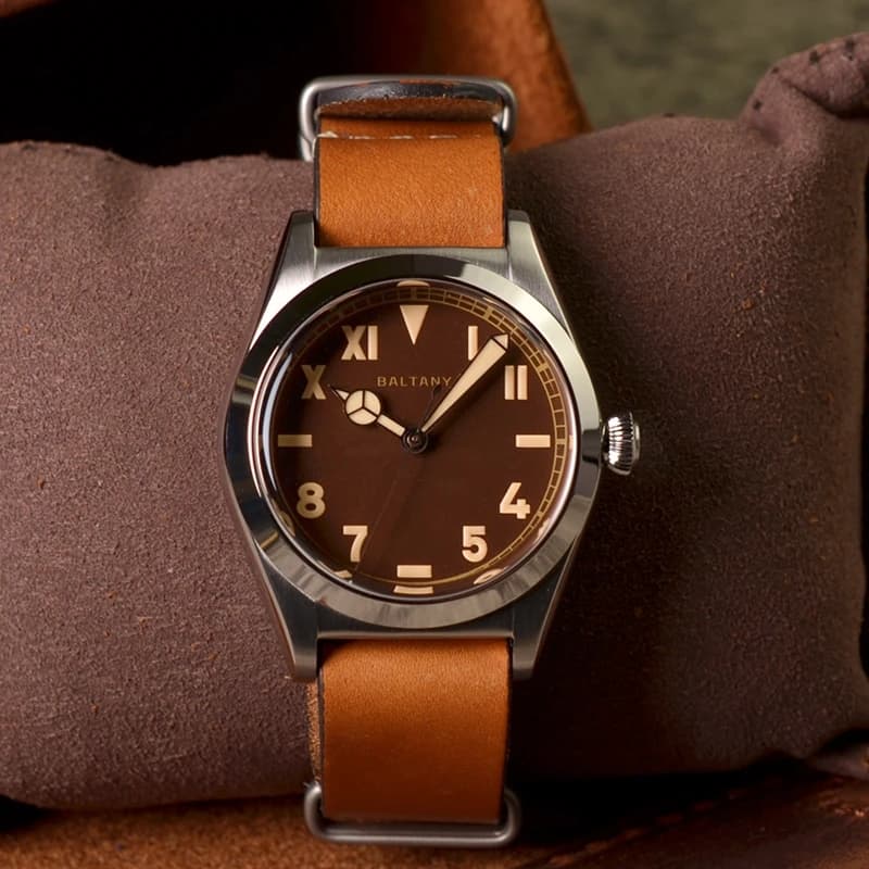 Baltany Men's Pilot Watch 36mm Automatic Wrist Watch with Military Waterproof NH38 Sapphire Mirror