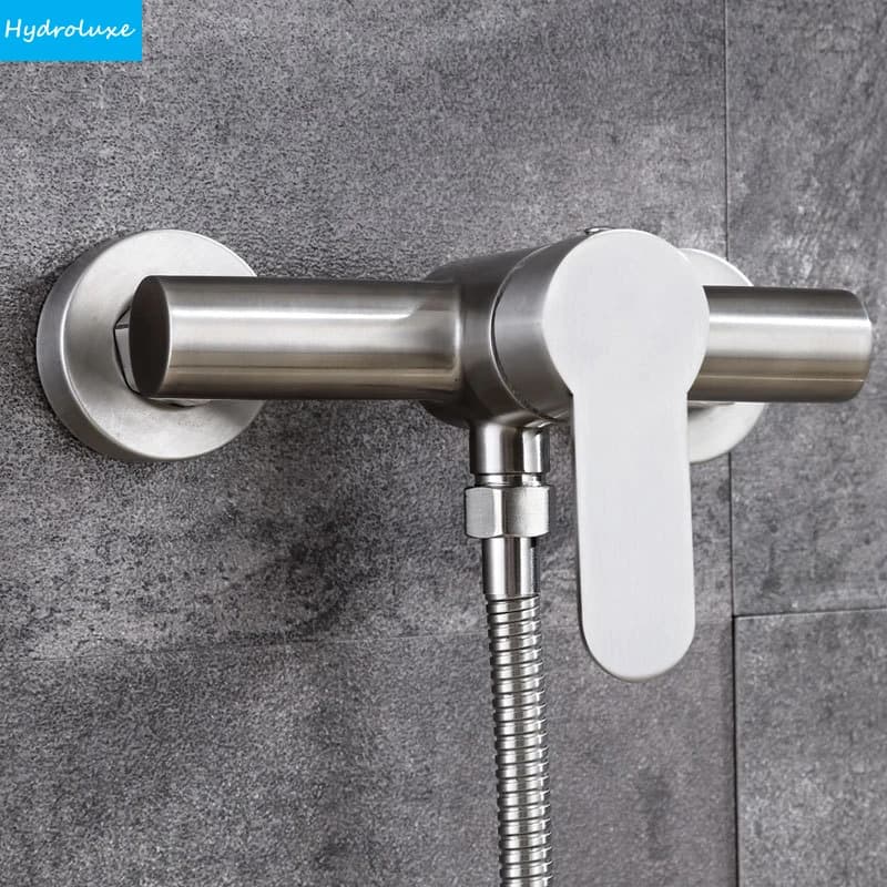 Rubinetto Doccia Bagno in Acciaio Inossidabile Argento, Miscelatore Doccia a Pioggia, Rubinetto Triplo Caldo/Freddo per WC, Accessori Bagno