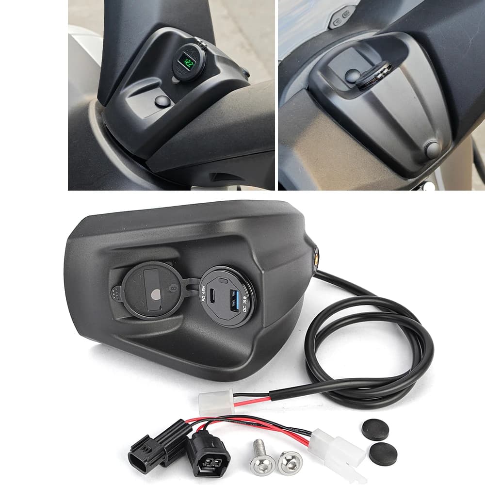 Caricabatterie con Display di Tensione USB Type-C per Moto Honda NS150GX 2024 2025 Impermeabile