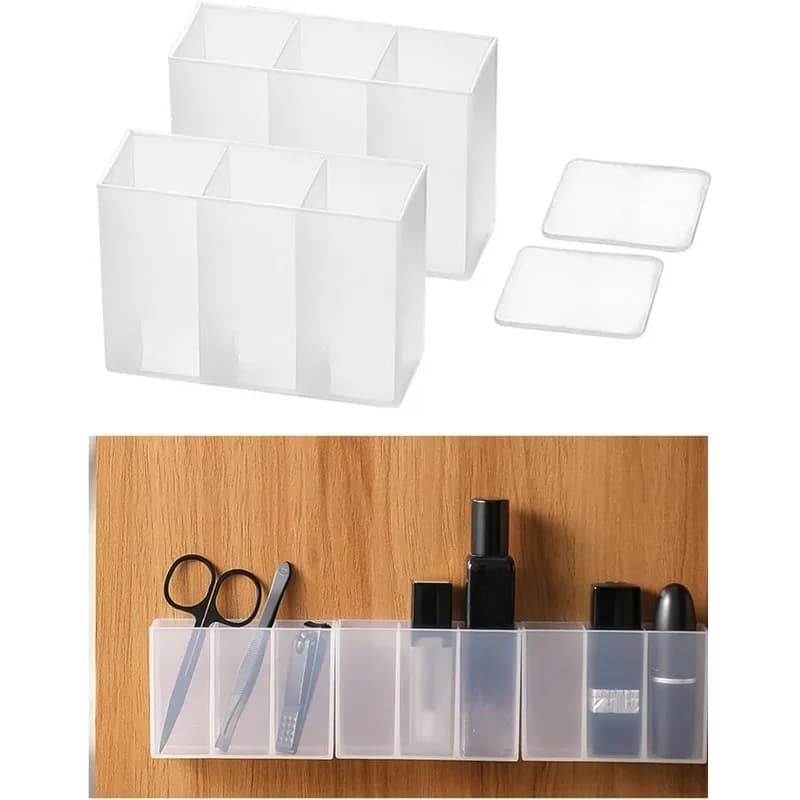 Organizzatore da tavolo 1/3 pezzi, contenitori portaoggetti in plastica trasparente con scomparti, per supporto a parete per forniture per ufficio trucco