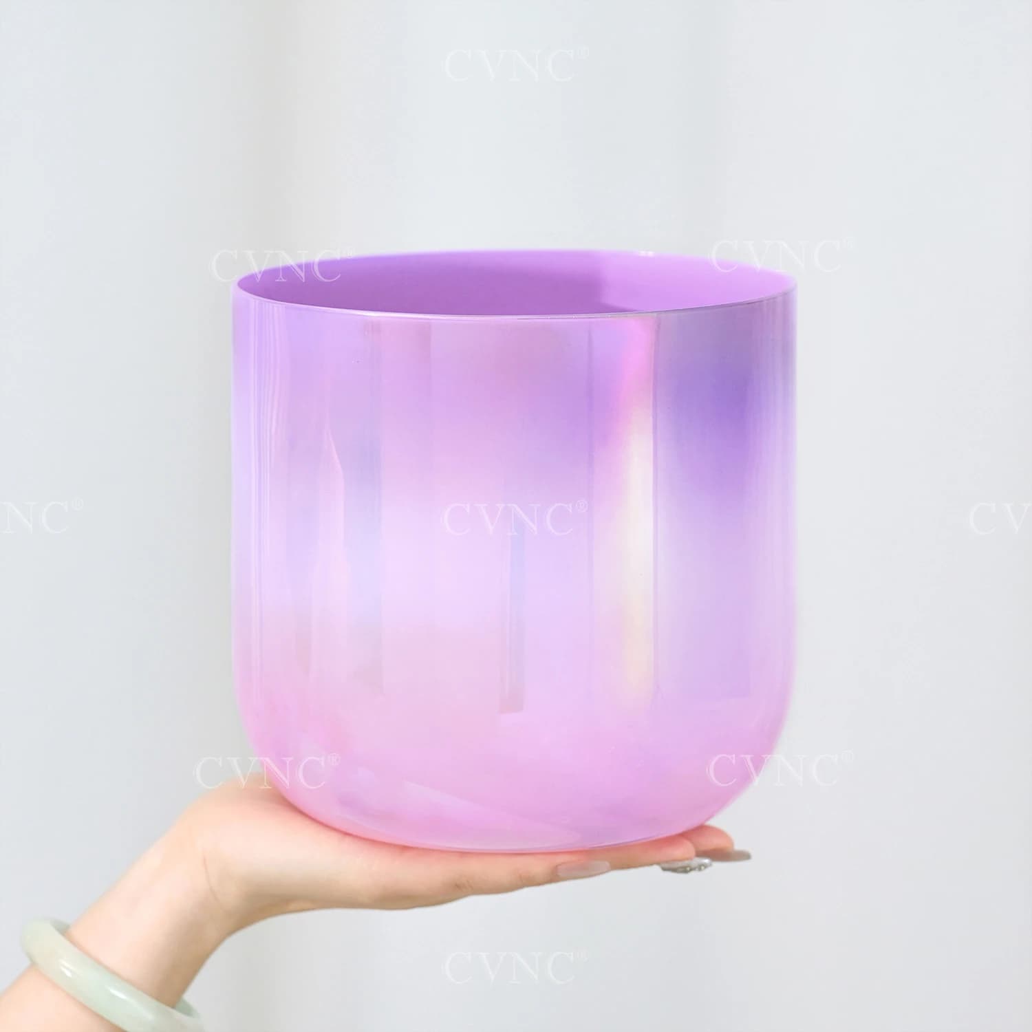 7 Inch Dream Purple And Pink Color Alchemy Clear Quartz Crystal Singing Bowl For Sound Healing And Meditation With Mallet