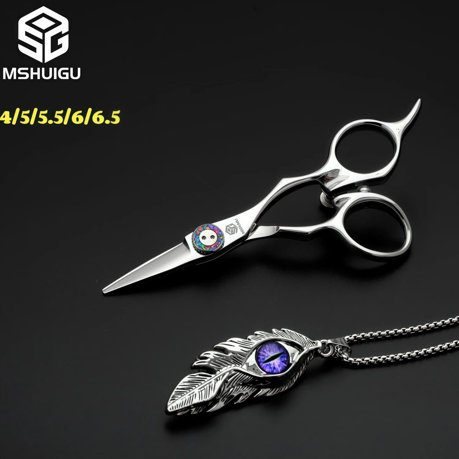 Forbici professionali per capelli MSHUIGU, forbici multifunzione per sfoltire i capelli 440C 4-6,5 pollici, strumenti da barbiere con cuscinetto