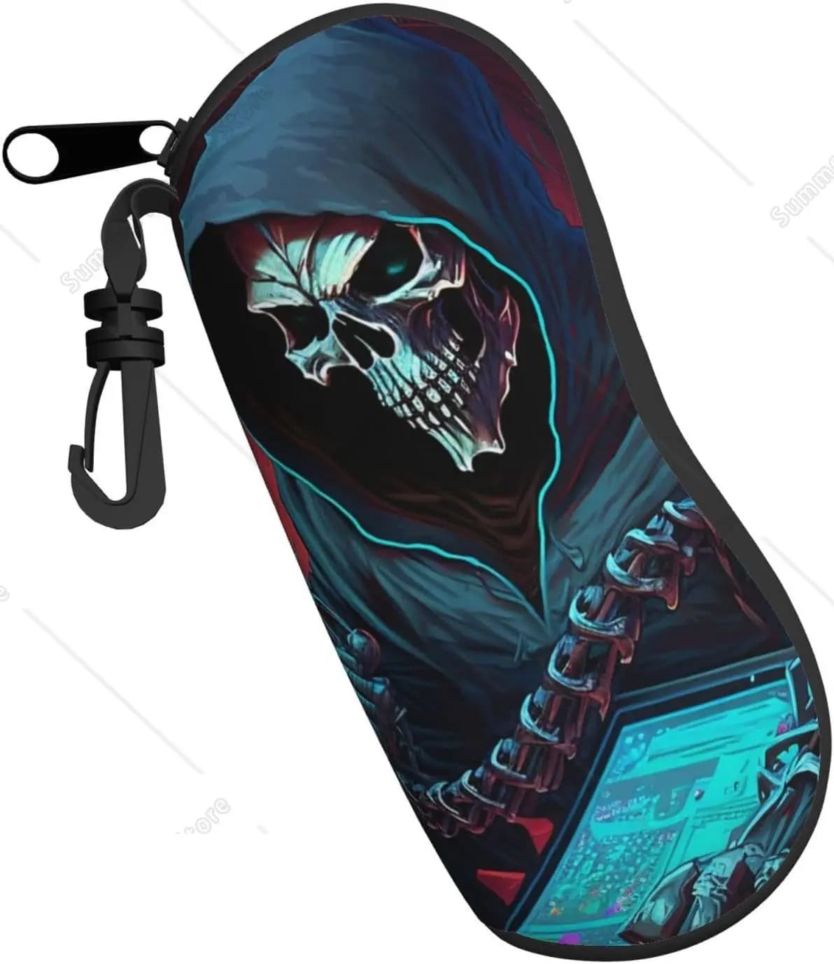 Skull Reaper Play Game Custodia morbida per occhiali da sole cool per donna Uomo Custodia per occhiali Custodia morbida per occhiali con cerniera con clip