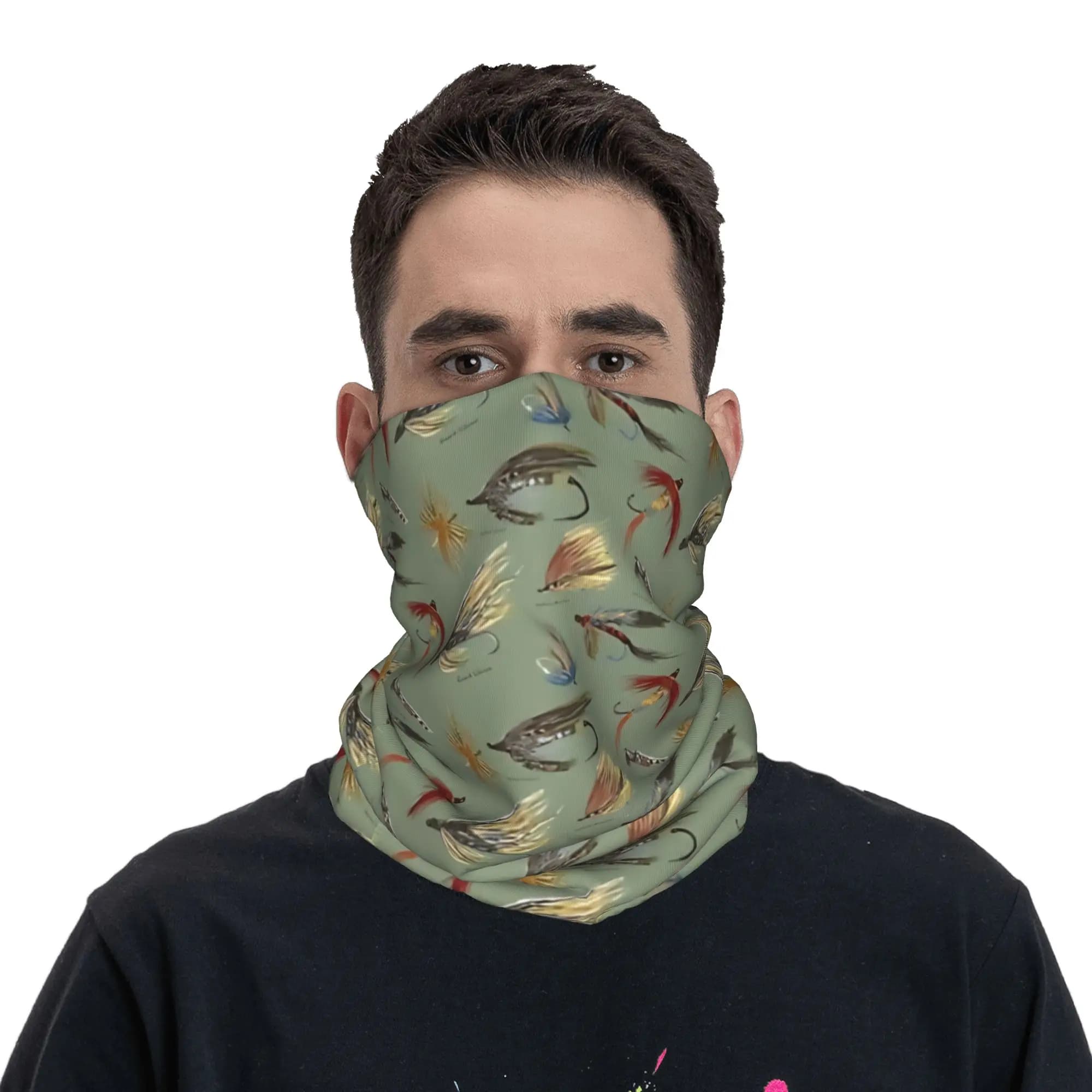 Fly fishing with hand tied flies! Balaclava Flag for Autumn Hiking, Camping, UV Protection, Soft Mask for Bicycles