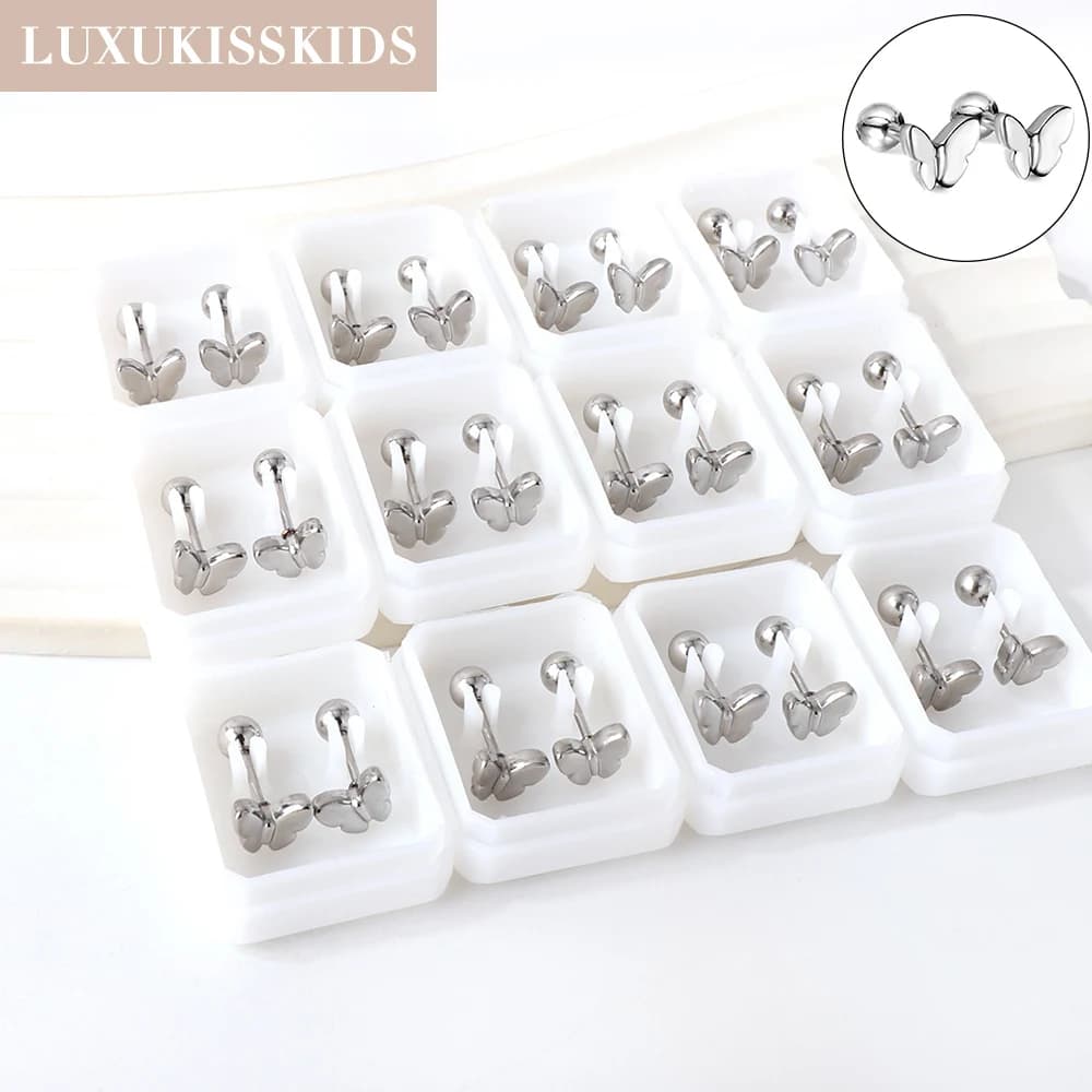 LUXUKISSKIDS Tiny Y2K Butterfly Earrings For Girls/Woman Fairy Chic Fashion Stud Earings Simple Small Ear Piercing 12Pairs Sale
