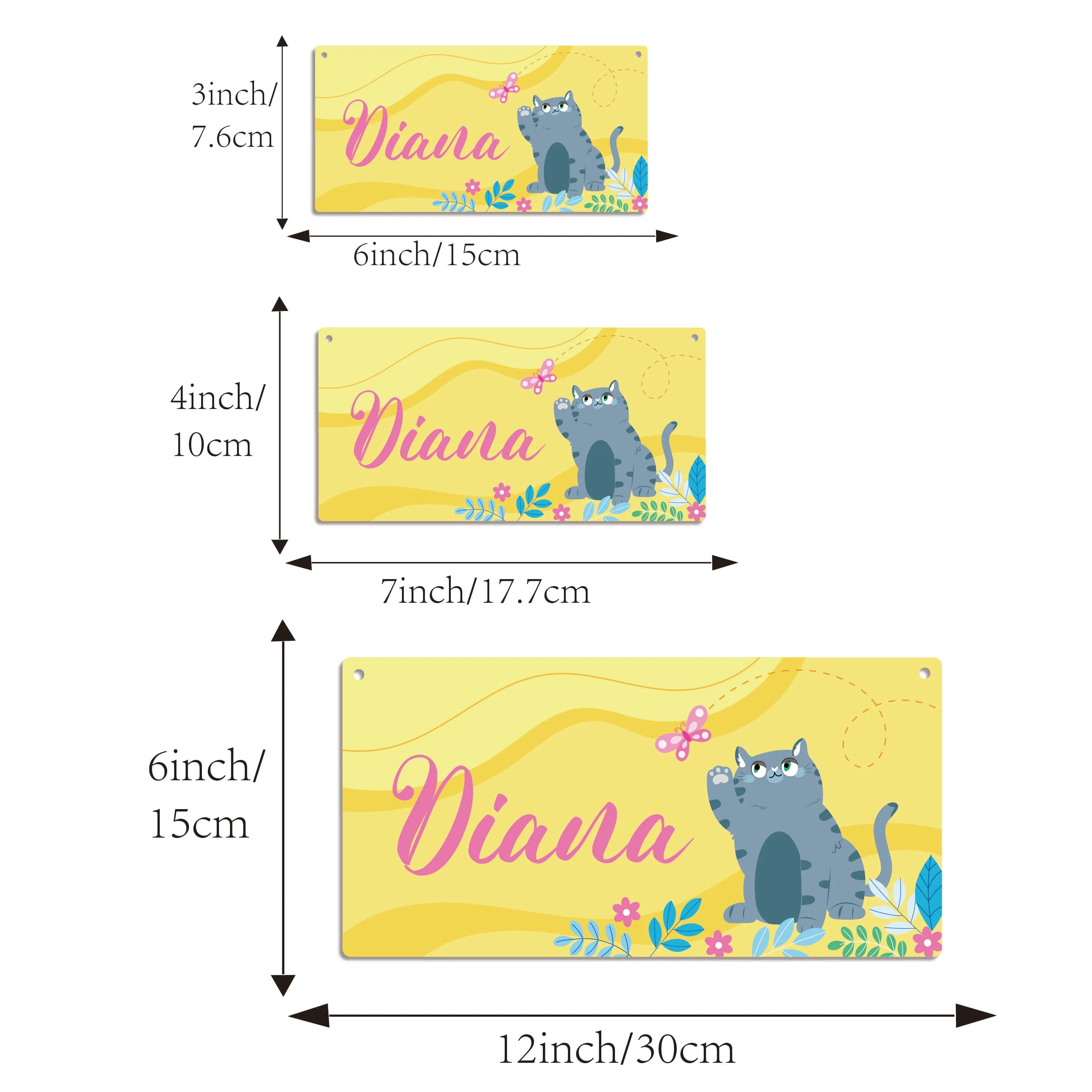 1 pz simpatico gatto nome personalizzato placca da appendere placca da giardino decorazione da parete per l'arredamento della camera da letto