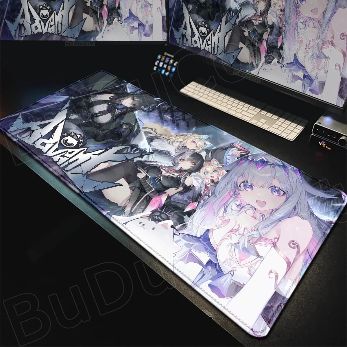Large Gaming E-sport Mouse Pad Non-slip Thickened Extended Computer Keyboard Mat Anime Hololive Cute Girl Nerissa Ravencroft Rug
