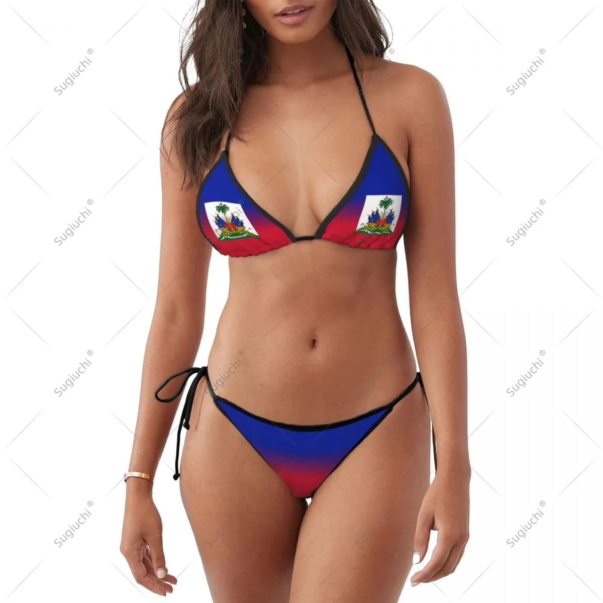 Swimsuit woman bikini girl Haiti flag set three-point swimsuits swim bathing party costumes on the beach sexy Mujer
