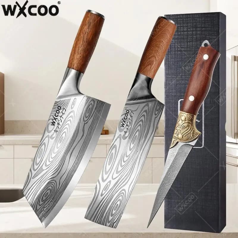 WXCOO Meat Cleaver Stainless Steel Kitchen Knife Household Knives Chef Knife Vegetable Fruit Paring Boning Knife with Cover
