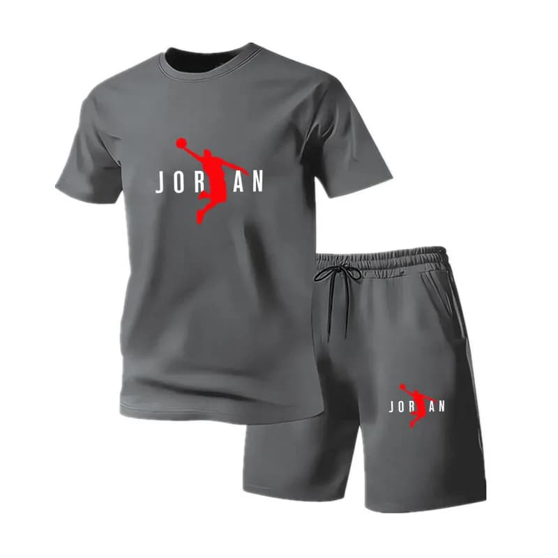2026 New Summer Fashion Trendy Casual Sports Two Piece Set Youth Men's Short sleeved T-shirt+Shorts Set