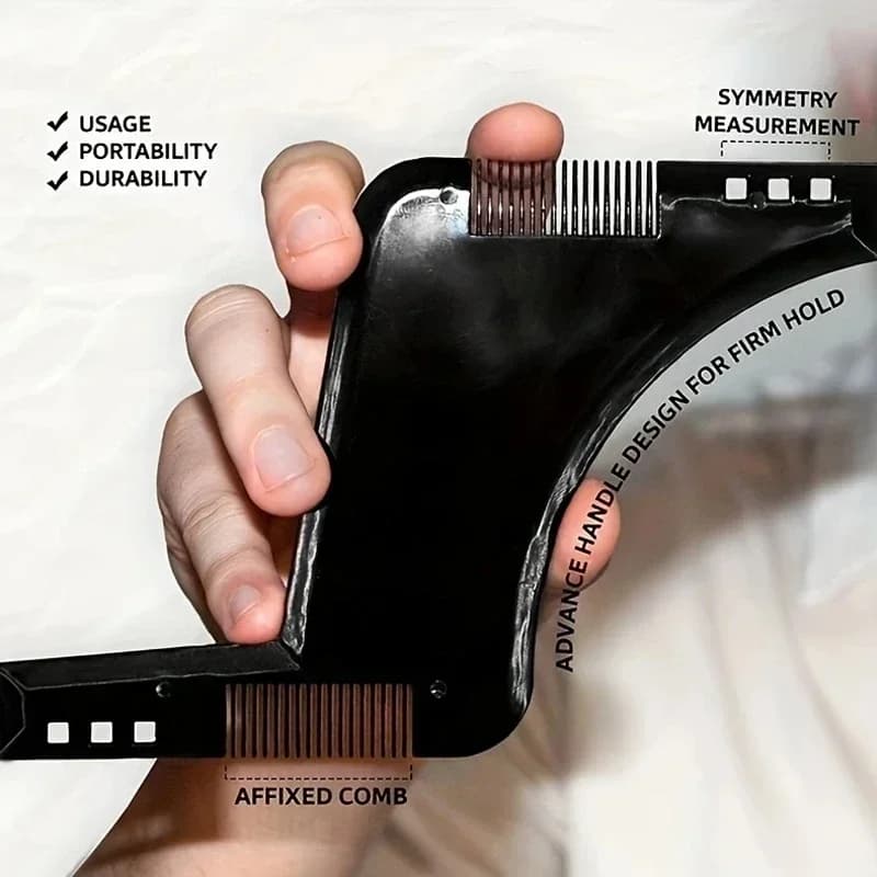 Men Black Plastic Moustache Moulding Comb Straighten Comb Cutter Beard Style Accessories Anti Detangler Moulding Trimmer Ruler