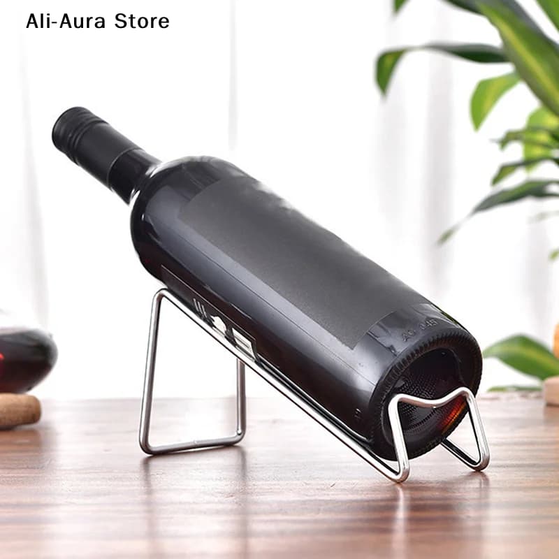 1PC Wine Rack Display Bottle Beer Holder Champagne Stand Drink Shelf Stainless Steel Simple Household Bar Counter Decoration