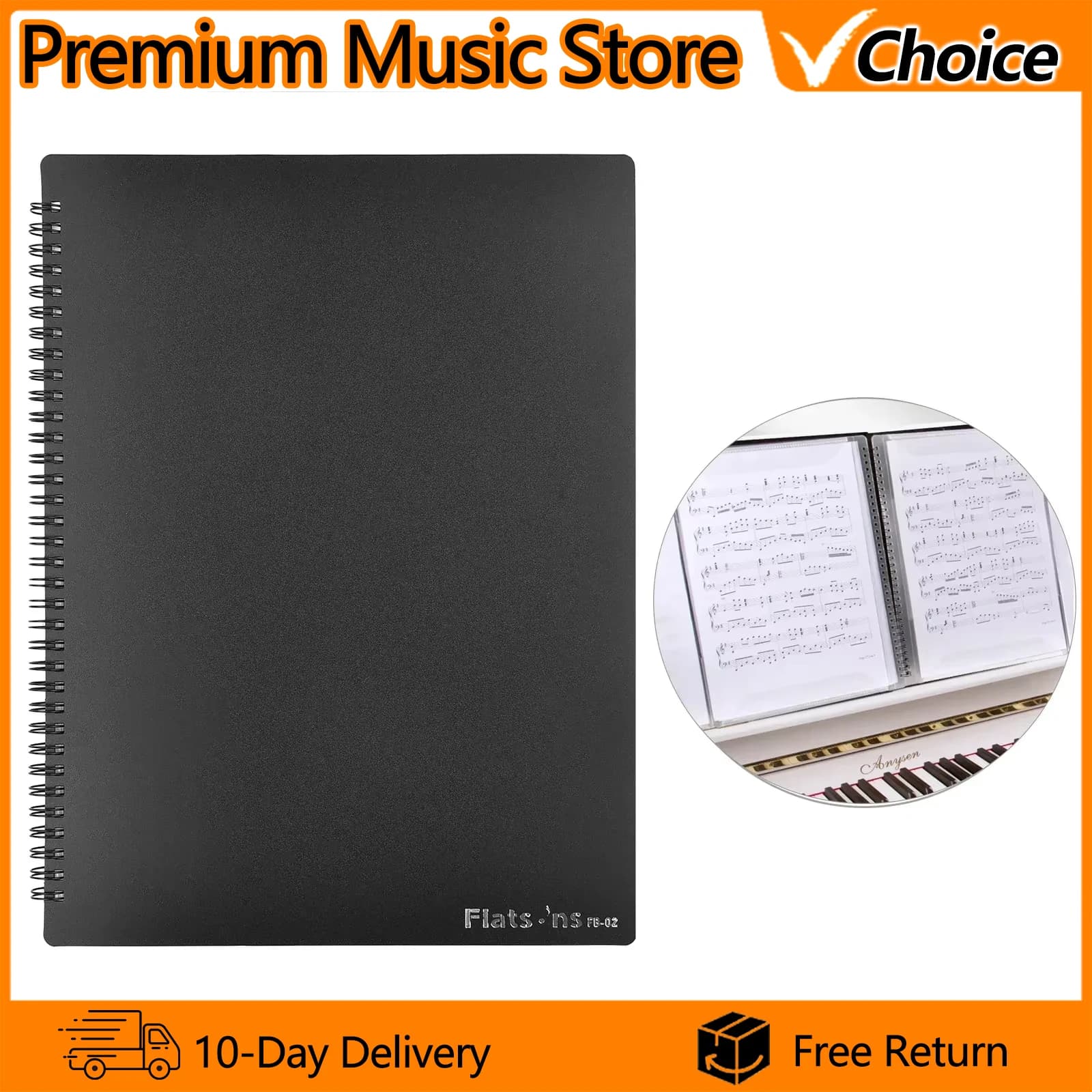Porta Spartiti Flatsons Formato A4, Organizzatore Documenti con 40 Tasche FB-02 per Chitarristi, Violinisti e Pianisti