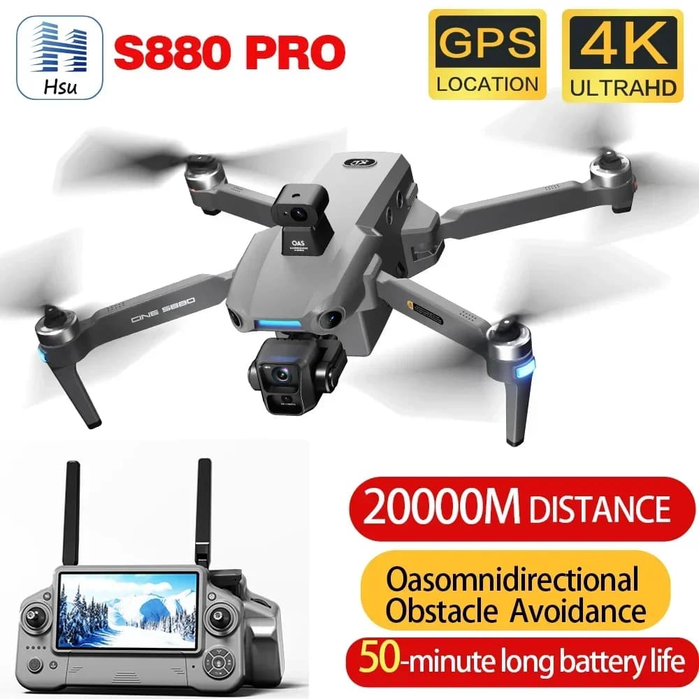 S880Pro max GPS Drone 3-Axis Gimbal 6KM 4K Professionale Doppia Fotocamera Laser Evitamento Ostacoli Brushless RC Quadcopter Dron Giocattoli