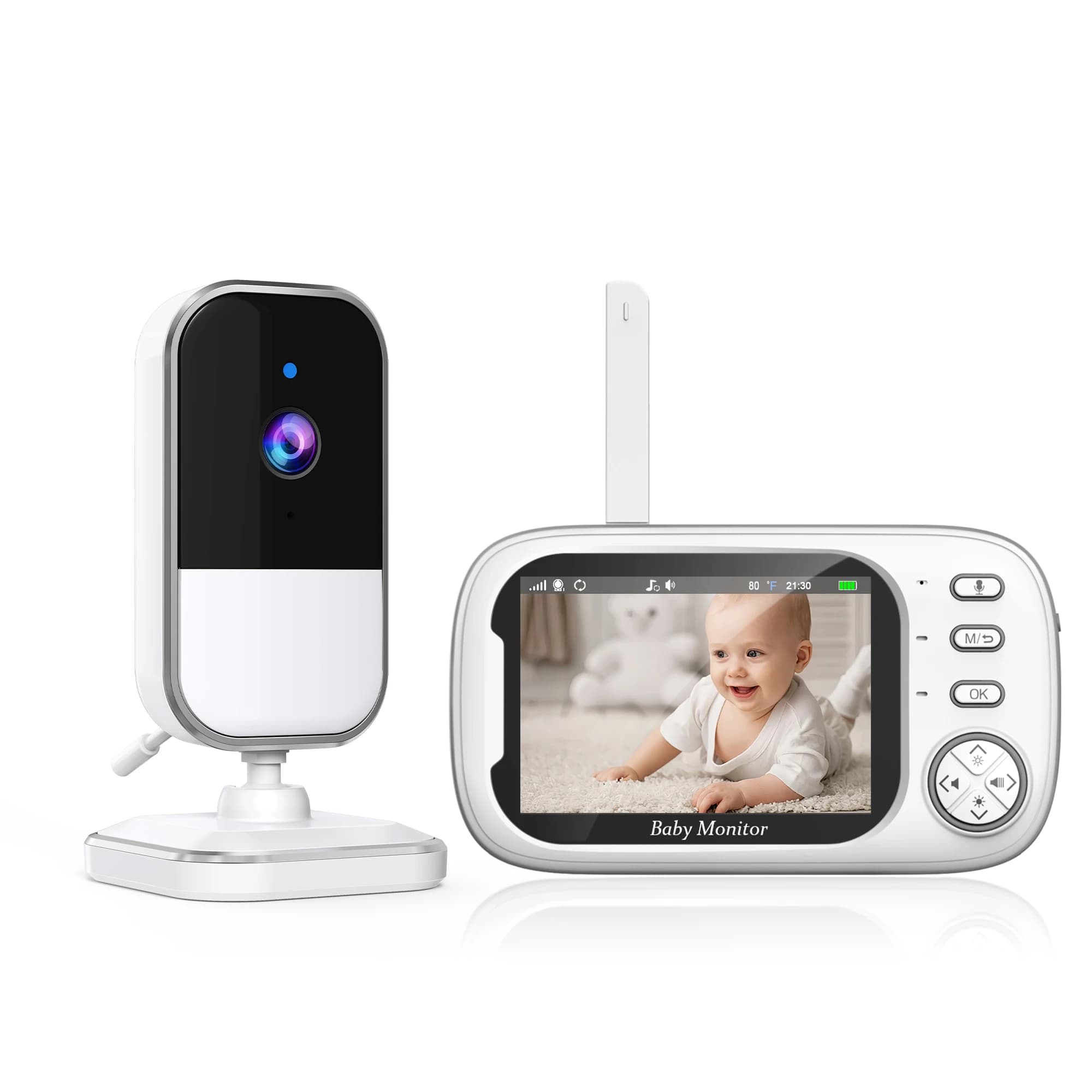 Baby Monitor da 3,5 Pollici con Audio Bidirezionale, Visione Notturna IR, Videocamera Mini per Sorveglianza, Monitoraggio della Temperatura e Ninna Nanna