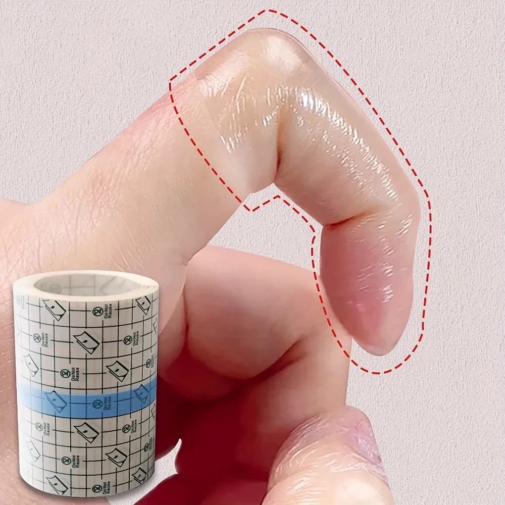 1 transparent self-adhesive tape roll, PU material band, portable finger protection, anti-friction adhesive for bathroom