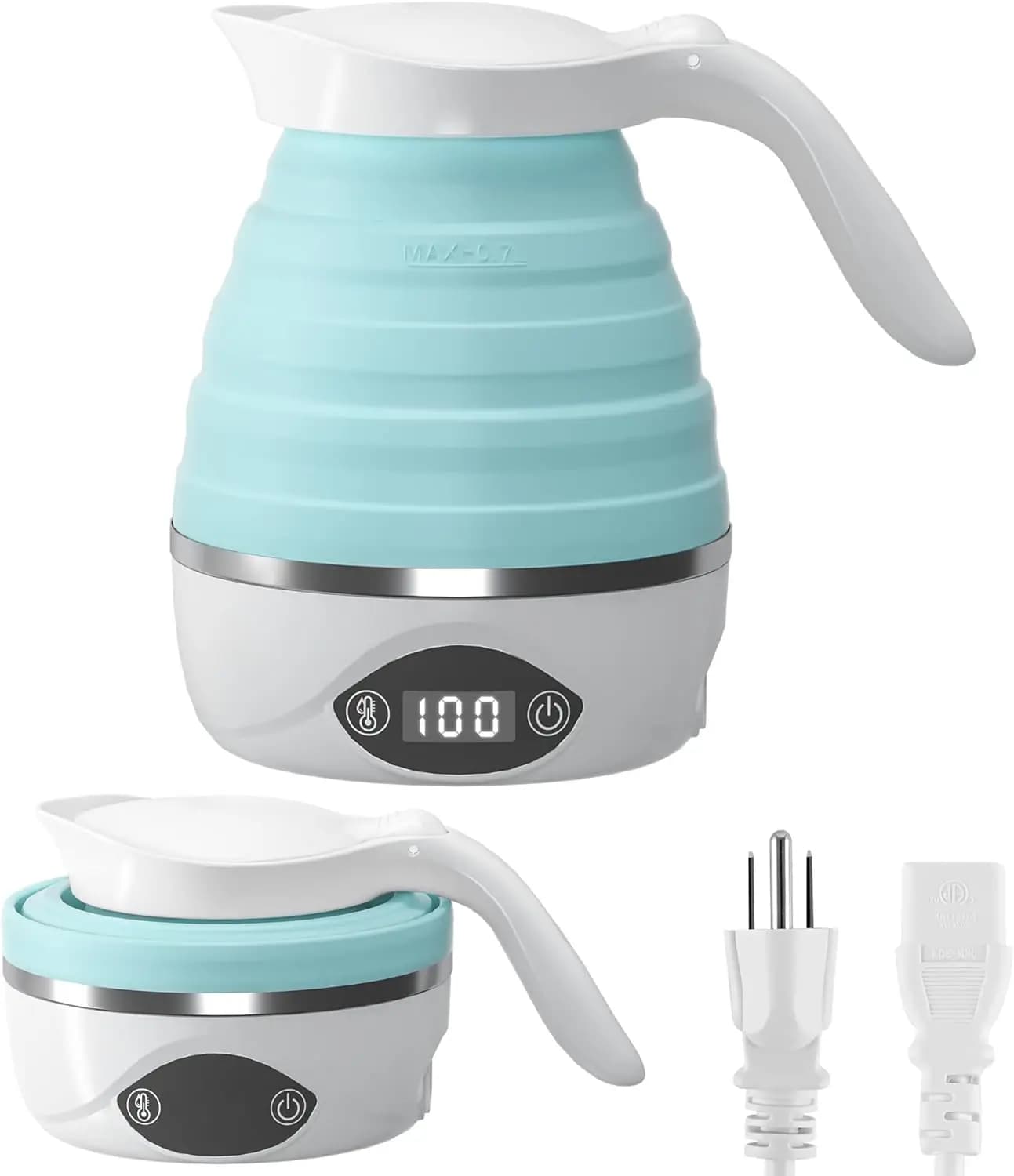 Electric Kettle Portable Travel Folder, Double Voltage 110V/220V, Silicone Without BPA, Quick boiling