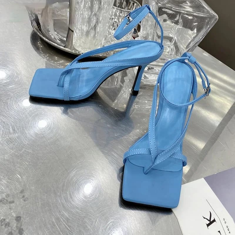Sandali gladiatore Tacchi alti Autunno Best Street Look Testa quadrata da donna Punta aperta Clip Sandali stringati Sandali da donna da donna